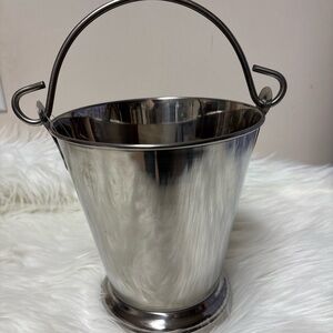 Stainless Steel Bucket With Handle 6.5 Diameter-Great For Ice Or Wine Bottle NWT